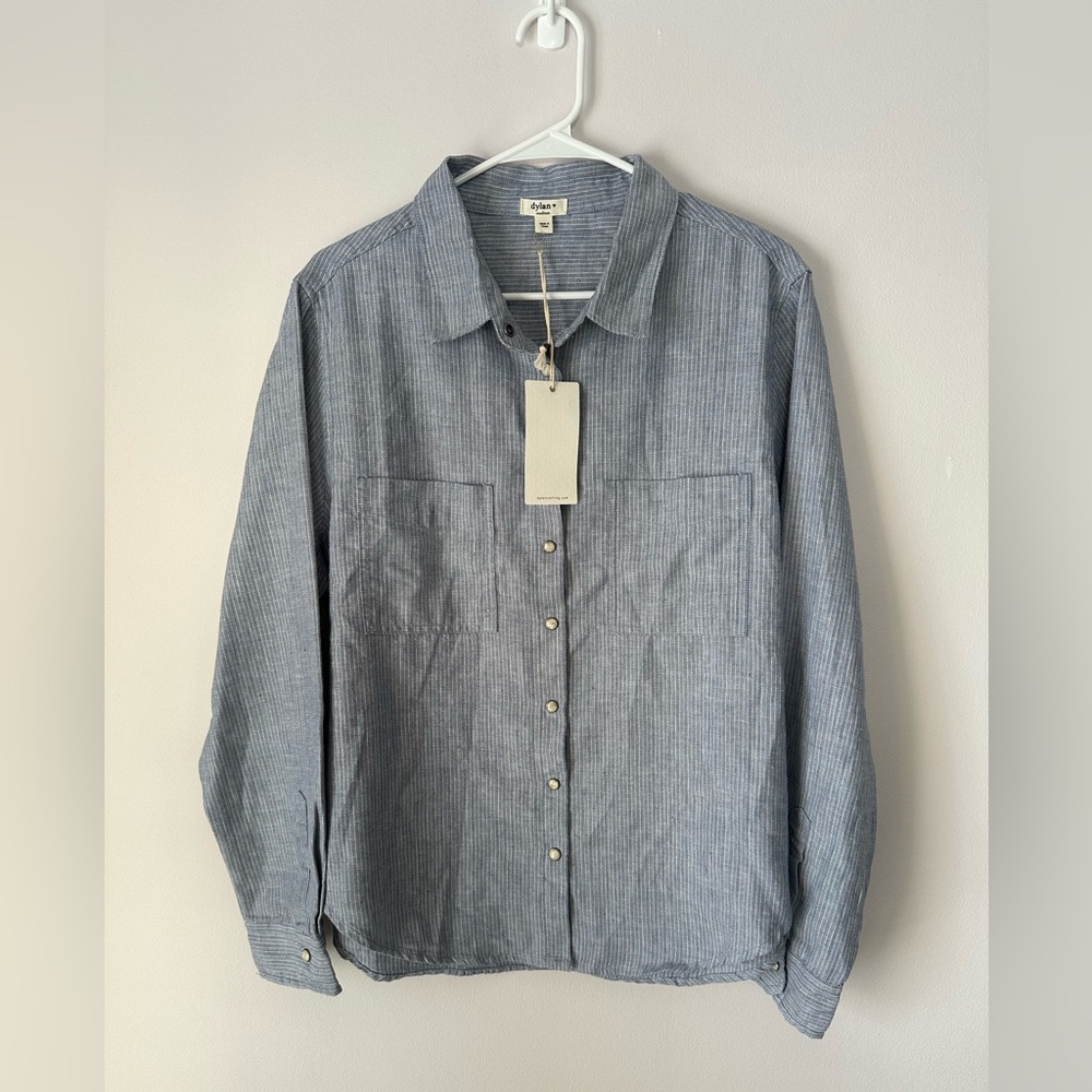 Dylan Button Down Herringbone Top NWT - image 1